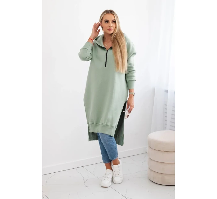 Zateplená mikina s bočnými otvormi tmavá mentolová