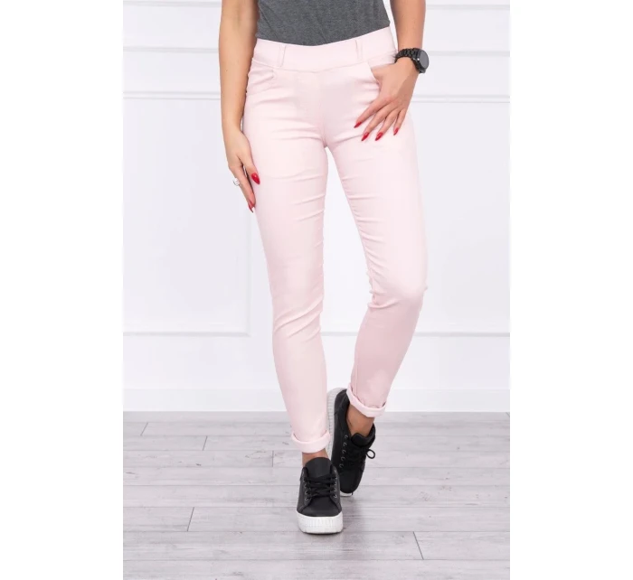 Džínsové nohavice svetlo púdrovo ružové