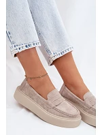 Mokasiny z přírodního semiše na platformě Vinceza Béžové Mokasiny z přírodního semiše na platformě Vinceza Béžové