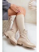Dámske čižmy s ponožkovým zvrškom 68129 Light beige - CM Paris