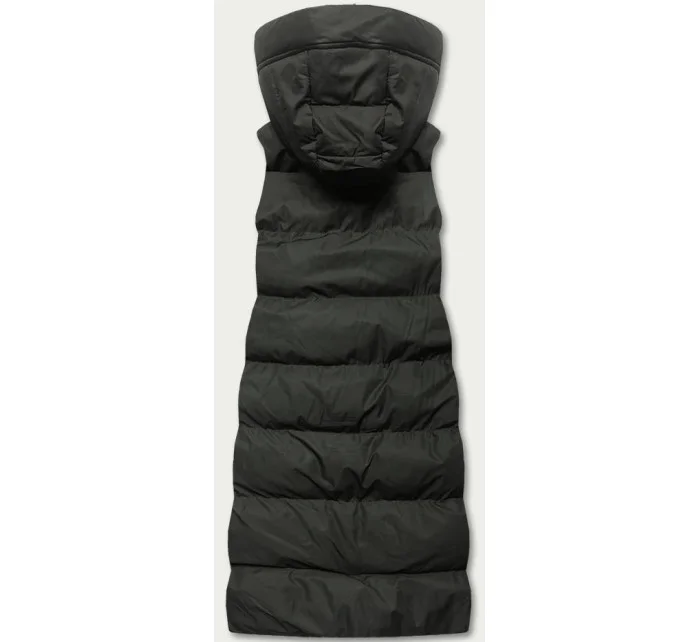 Dlouhá dámská péřová vesta v army barvě model 17919985 - J.STYLE