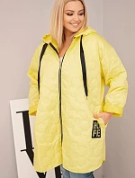 Dámska prešívaná bunda s kapucňou a HOPE Yellow