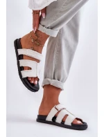 Damskie Klapki Materiałowe Na Rzep Białe Lamirose Damskie Klapki Materiałowe Na Rzep Białe Lamirose