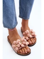 Dámské žabky s růžovými ozdobami model 21648526 - Boto Dámské žabky s růžovými ozdobami model 21648526 - Boto