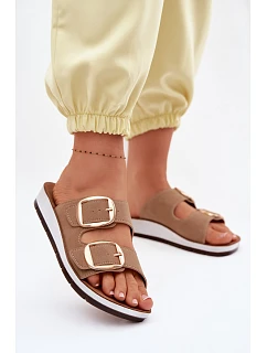 Dámské pantofle se zlatými sponami Inblu CP000061 světle hnědé