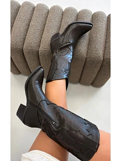 Dámske čižmy na podpätku z eko kože, hnedé, Jarissa