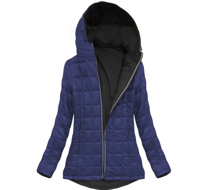 Čierno-tmavomodrá obojstranná prechodná bunda (7699)