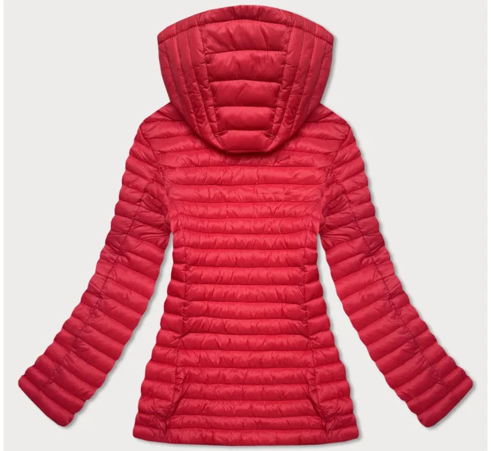 Červená prešívaná bunda s kapucňou (LD-7218)