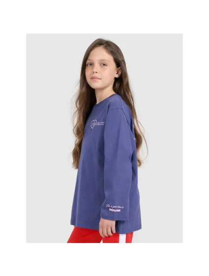 Dívčí tričko oversize s potiskem a dlouhým rukávem model 21877614 - 4F