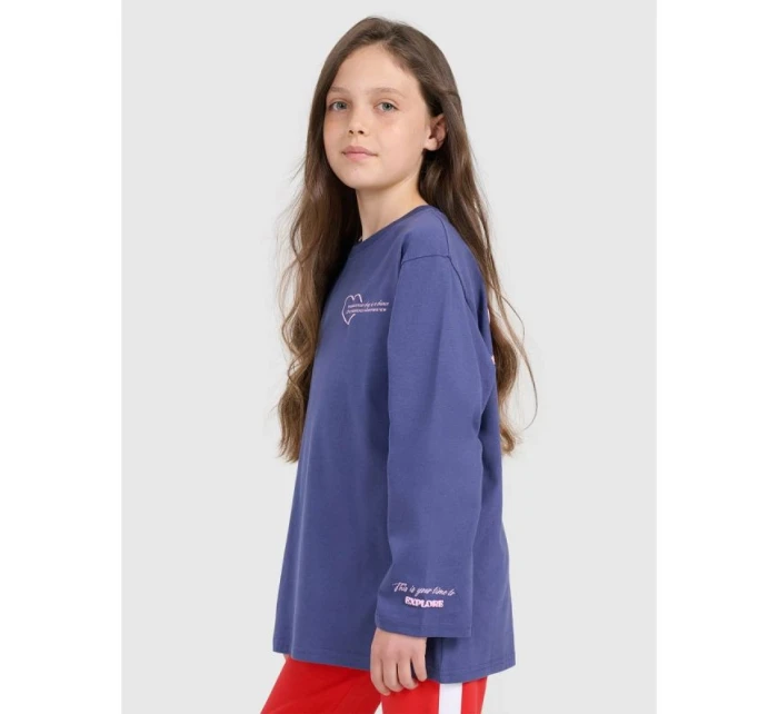 Dívčí tričko oversize s potiskem a dlouhým rukávem model 21877614 - 4F