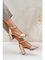 Sandały Z Naturalnej Skóry Na Słupku Laura Messi 2766