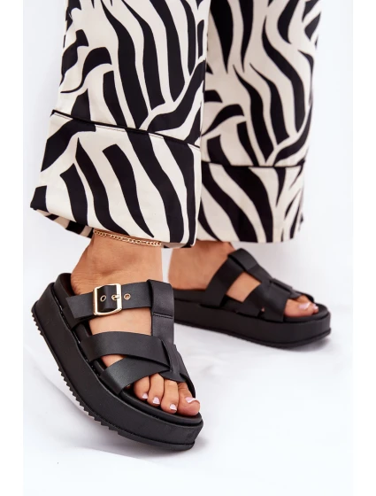 Dámské Pantofle Na Platformě S Pásky A Černé model 21687559 - Boto