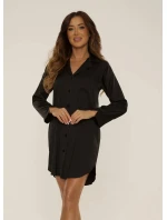 Dámská noční rozepínací košile Černá model 21778836 - De Lafense Dámská noční rozepínací košile Černá model 21778836 - De Lafense