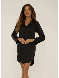 Dámská noční rozepínací košile Černá model 21778836 - De Lafense