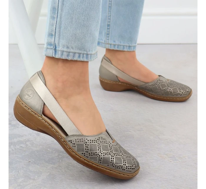 Dámska kožená pohodlná obuv lilac Rieker 41351-90