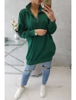 Mikina so zipsom a vreckami zelená Mikina so zipsom a vreckami zelená