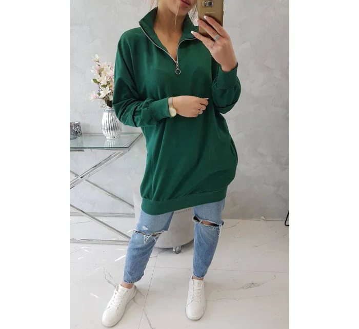 Mikina so zipsom a vreckami zelená Mikina so zipsom a vreckami zelená