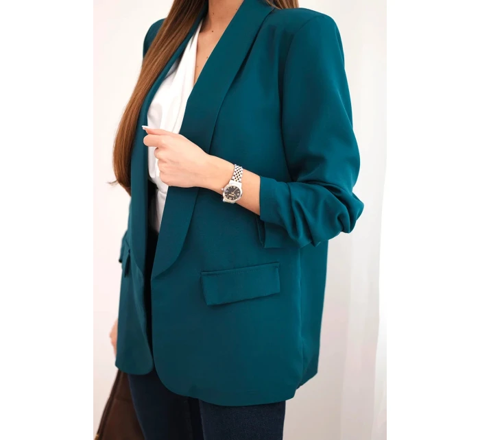 Bunda s klopami elegantná tmavá teal