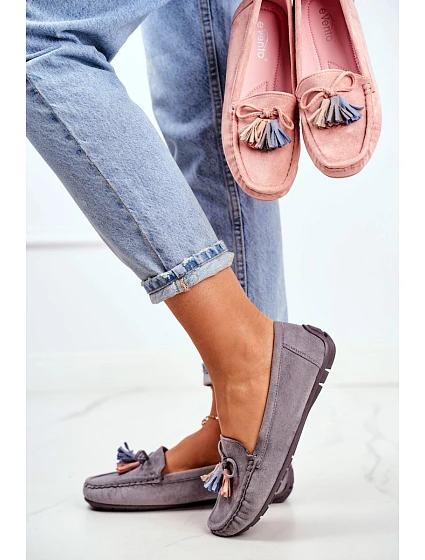 Dámské Semišové Mokasíny model 21530144 Šedé Donna Mia - EVENTO