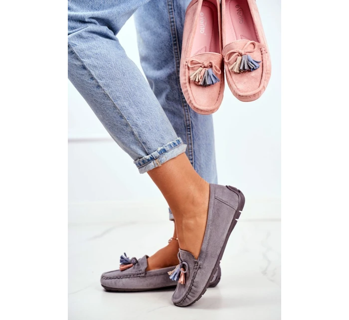 Mokasyny Damskie Zamszowe Modne Szare Donna Mia Mokasyny Damskie Zamszowe Modne Szare Donna Mia