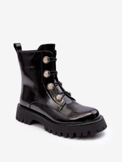 Damskie Ocieplane Botki Z Ozdobnymi Guzikami D&A MR870-51 Czarne