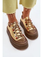 Damskie Trampki Na Platformie GOE NN2N4055 Złote Damskie Trampki Na Platformie GOE NN2N4055 Złote