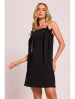 model 20970708 Šaty na ramínka s mašlemi černé - Moe