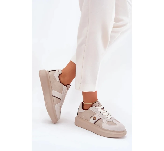 Dámske kožené tenisky na platforme Daniel Lopez Just Dare - béžové Dámske kožené tenisky na platforme Daniel Lopez Just Dare - béžové