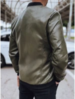 Pánska zelená kožená bunda FashionStreet TX4707