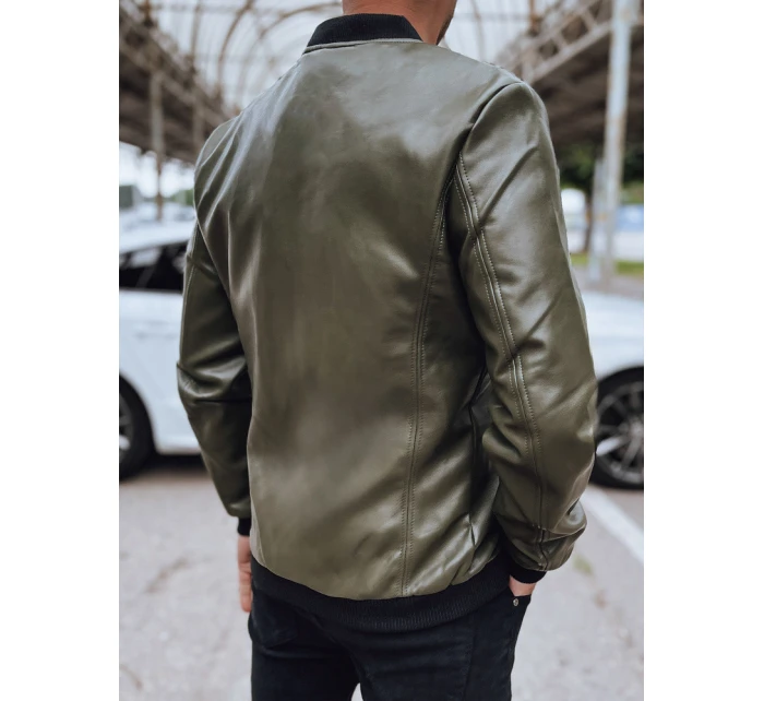 Pánska zelená kožená bunda FashionStreet TX4707