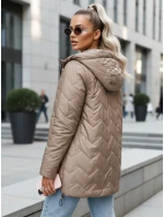 Dámska prechodná prešívaná bunda s kapucňou béžová FashionStreet TY5609