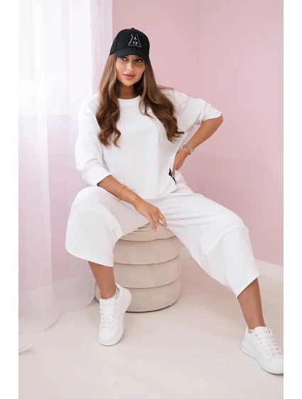 Bavlněná mikina kalhoty set bílý Bavlněná mikina kalhoty set bílý