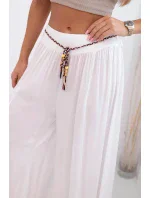 Dámské kalhoty z viskózy se širokými nohavicemi bílý
