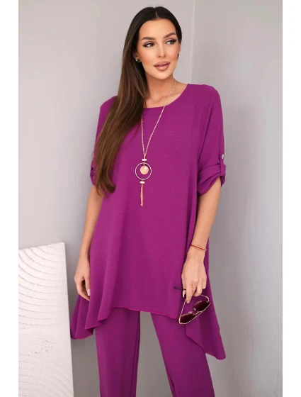 Súprava blúzka + nohavice s príveskom baklažánu