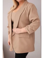Dámské sako Plus Size elegantní tmavě model 22022751 - K-Fashion