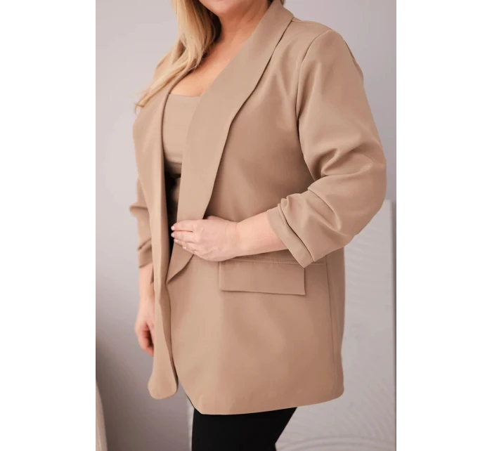 Dámské sako Plus Size elegantní tmavě model 22022751 - K-Fashion