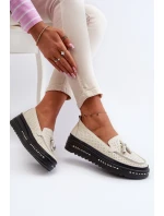 Dámské kožené mokasíny na platformě béžové model 21656089 - EVENTO