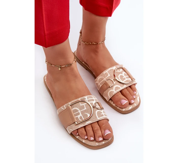 Lesklé Dámské Žabky S Ozdobou Beige model 21660668 - Boto