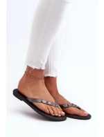 Płaskie Elastyczne Klapki Japonki Damskie ZAXY JJ285297 Szaro-Czarne