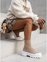 Dámske ponožkové topánky ORCE beige FashionStreet ZY0471 Dámske ponožkové topánky ORCE beige FashionStreet ZY0471