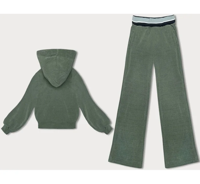 Rebrovaný dámsky komplet v olivovej farbe (AMG-341A) Rebrovaný dámsky komplet v olivovej farbe (AMG-341A)