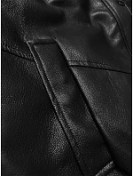 Černá kožená bunda s velkým límcem model 21248134 - Glakate