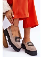 Wygodne Zamszowe Mokasyny Beżowe Agathe Wygodne Zamszowe Mokasyny Beżowe Agathe