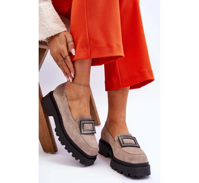 Wygodne Zamszowe Mokasyny Beżowe Agathe Wygodne Zamszowe Mokasyny Beżowe Agathe