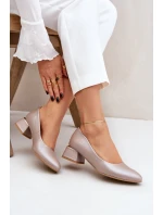 Kožené lodičky Lewski model 21682432 Tmavě béžové - Boto