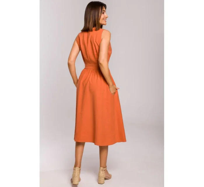 šaty bez rukávů oranžové model 18002739 - STYLOVE
