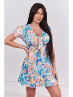 Kvetinové šaty s výstrihom do V ecru