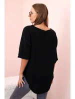 Dámska mušelínová košeľa s gombíkom čierna