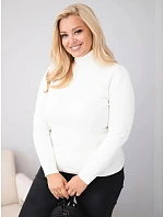 Dámský viskózový svetr Plus Size s rolákem v klasickém střihu ecru zelená Dámský viskózový svetr Plus Size s rolákem v klasickém střihu ecru zelená