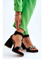 Dámské semišové sandály s podpatky Lewski boty Černá model 21616060 - Boto